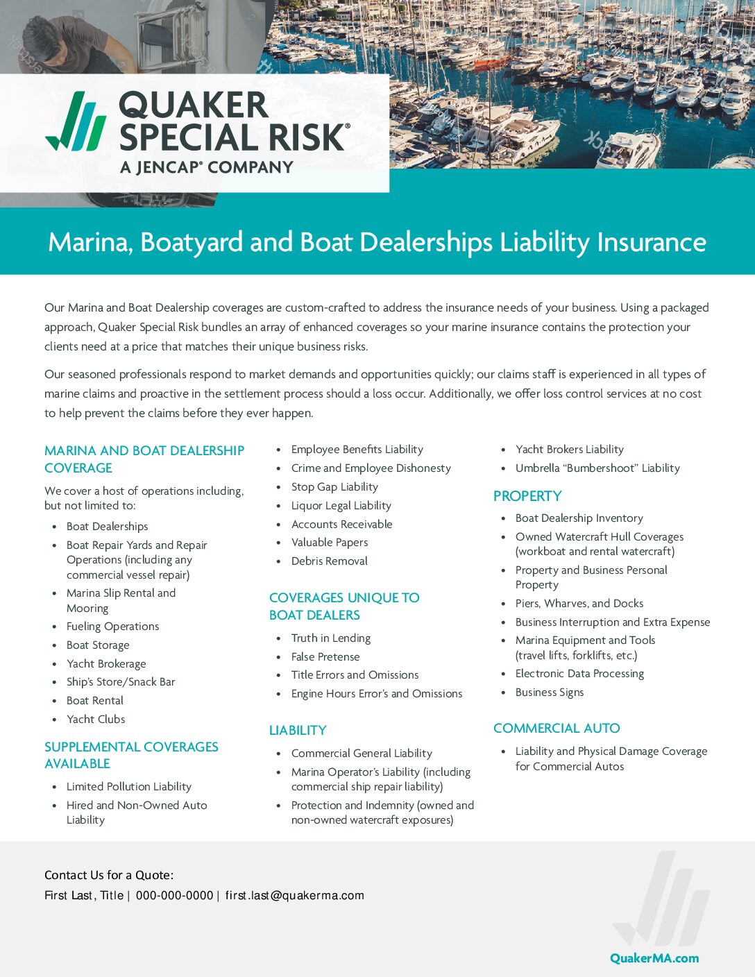 Marina, Boatyard and Boat Dealerships Liability Insurance